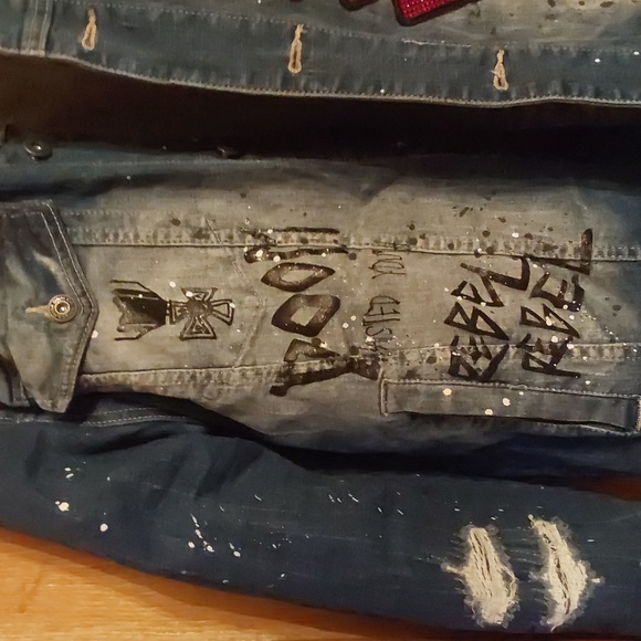 PREOWNED SMOKE RISE DENIM BLING DESIGN JACKET SIZE 3XL.. - Picture 2 of 7